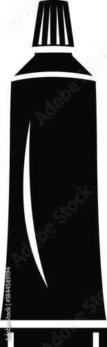 Black silhouette of a tube for cream or toothpaste isolated on transparent background vector illustration empty package mock up for beauty product or medical ointment design element simple graphic