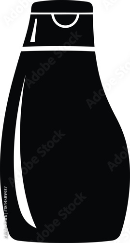 Black silhouette of a shampoo bottle or conditioner container isolated on transparent background vector illustration beauty product packaging mock up for hair care cosmetic item bath hygiene liquid