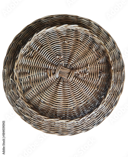 Round Wicker Basket Top View Natural Weave Texture