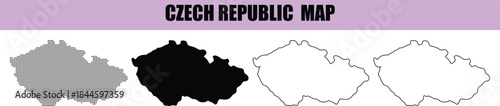 Czech Republic Map Outline in Various Styles and Colors