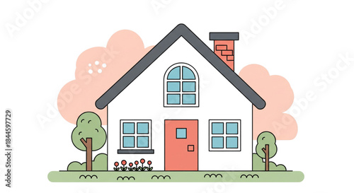 Cozy Minimalist House Illustration for Real Estate Listings Home Insurance Web Design