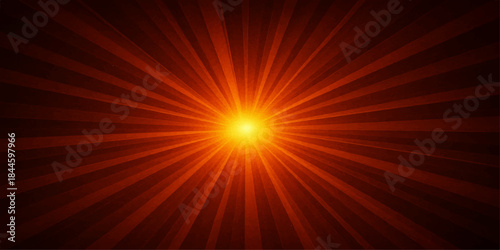Bright red star burst design with glowing orange rays and energetic light explosion