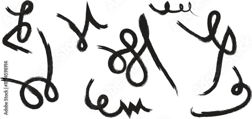 An abstract black cursive signature on a white background