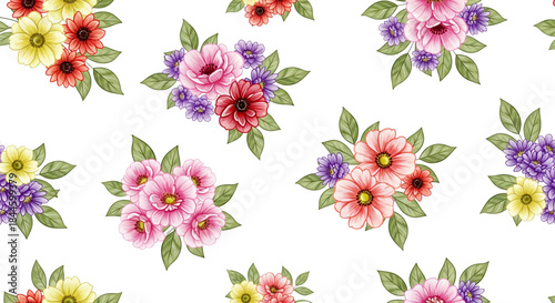 Romantic Pink Watercolor Floral Seamless Pattern Background for Textile Printing Wedding Invitations and Web Design