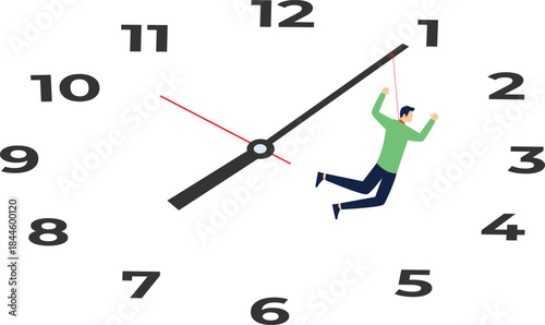 red alarm clock hit the minute hand of a man in a business suit

