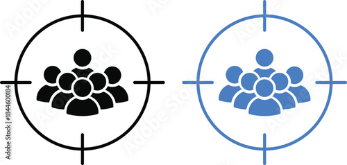target people icon set. Marketing audience symbols. Demographic targeting and strategy signs. Customer demographic graphic design
