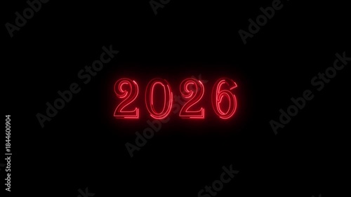 2026 neon line text. Abstract 2026 neon text animation, Glowing neon number text background. video animation . important year, important date 2026. Educational mathematics 2026 animation.