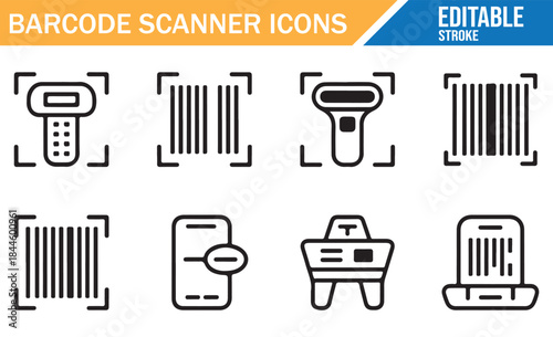 Vector line icons for scanning and logistics.