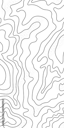 Topo black lines, vertical vector map