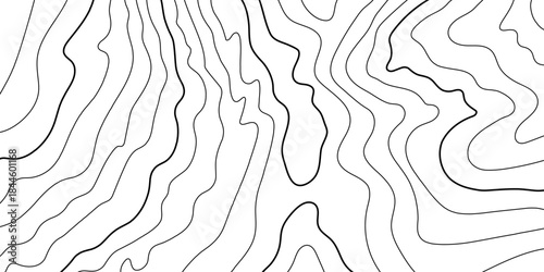 Topo lines, black contour of relief, vector map