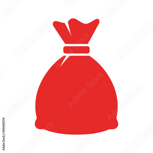 Red money bag icon on white background