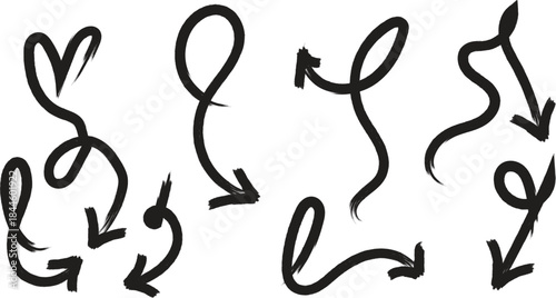 A complex network of hand drawn arrows and squiggles