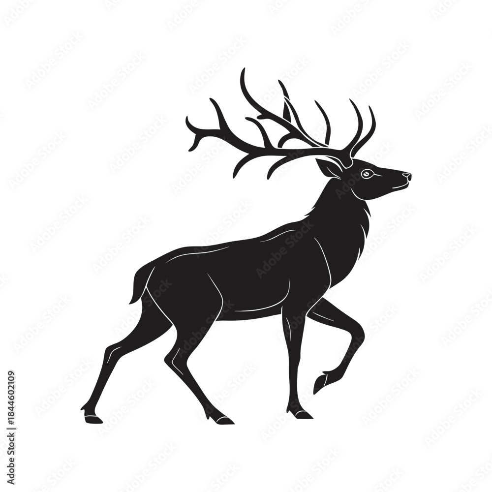 Obraz premium Elegant Deer Silhouette Vector Illustration
