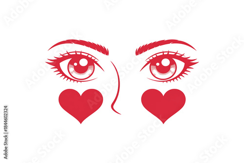 heart eyes love face portrait girl. Vector Illustration