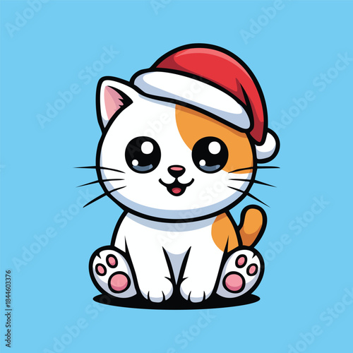 Cute Cat Wearing Santa Hat