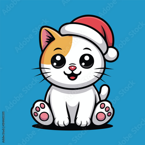 Cute Cat Wearing Santa Hat