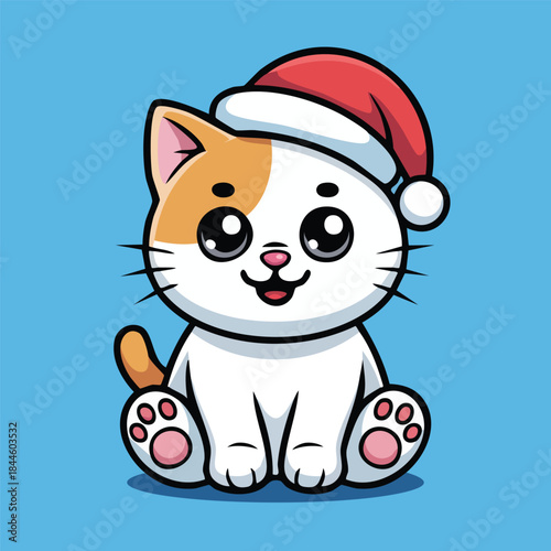 Cute Cat Wearing Santa Hat