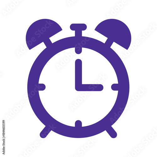 Simple alarm clock icon in purple color