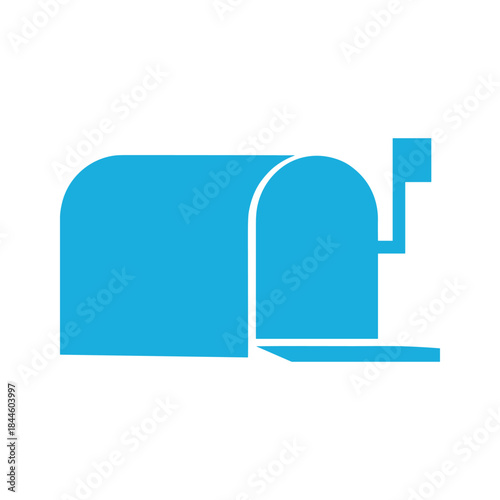 Simple blue mailbox icon with open flap