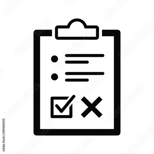 Checklist with checkmark and cross on clipboard