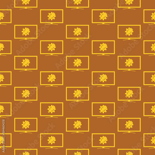 Computer upgrade, system update pc repair seamless pattern isolated on color background