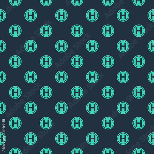 Helicopter landing pad seamless pattern isolated on color background