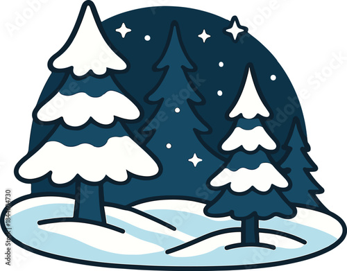 Snow forest landscape vector art illustrator