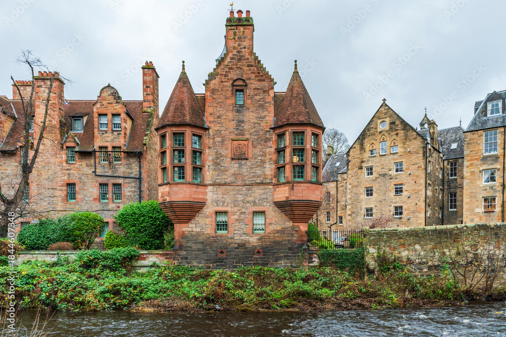 Naklejka premium Famous picturesque Dean Village in Edinburgh, Scotland