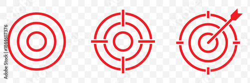Set of goals. Target icon. Target, goal icon. Archery target with arrow on isolated background.  competition, symbol, icon, illustration eps 10