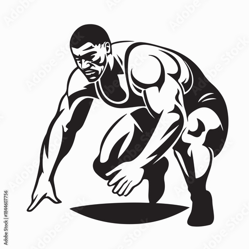 Freestyle Wrestler Image Vector Isolated On White Background