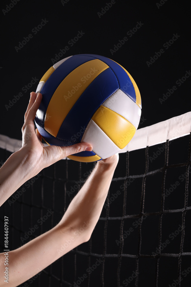 Fototapeta premium Volleyball spike hand block over the net