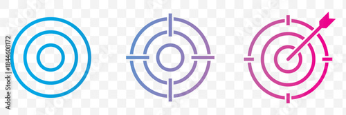 Set of goals. Target icon. Target, goal icon. Archery target with arrow on isolated background.  competition, symbol, icon, illustration eps 10