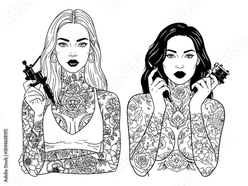 A Female Tattoo Artist with Full Body Tattoos