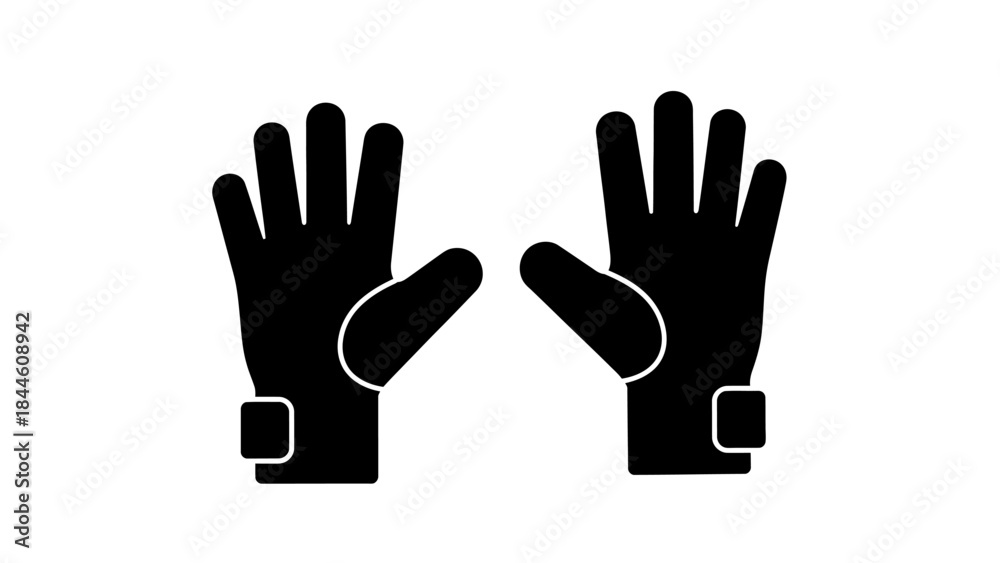 Fototapeta premium Black silhouette vector illustration of a human hand sign icon with fingers and palm symbols representing a business concept of care and help