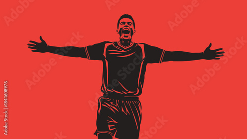 A scary black silhouette vector illustration of Jesus Christ as a cartoon karate athlete person or business man drawing in an art style