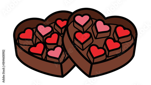 A heart shaped chocolate candy gift serves as a sweet food symbol of love and romance for a Valentine's Day celebration dessert