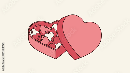 A romantic red heart with a 3d heart shape design creates a beautiful vector illustration symbol for a Valentine's Day celebration of love and passion