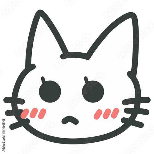 照れて頬を赤らめる猫のイラスト