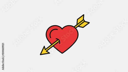 Red heart with arrow icon vector illustration for Valentine's Day love and romance symbol design