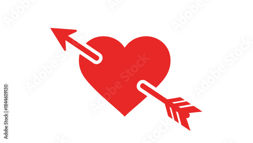 Romantic heart pierced by an arrow symbolizing love and passion for Valentine’s Day illustration