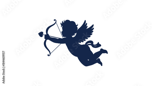 Cupid Silhouette: Silhouette of a cherubic cupid with bow and arrow, ready to aim his arrow of love, a classic symbol of affection and romance.