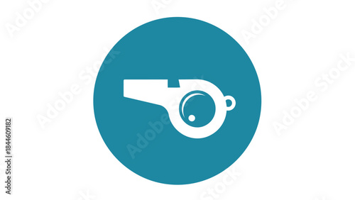 Whistle Icon: A graphic representation of a whistle in a minimalist style, standing out against a circular backdrop.