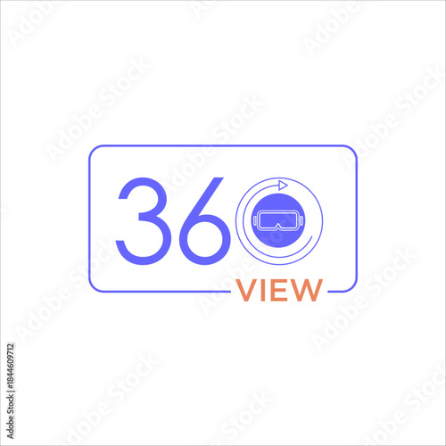 360 view virtual reality logo vector icon illustration with vr headset symbol circular rotation arrow and modern interface design for immersive technology concept