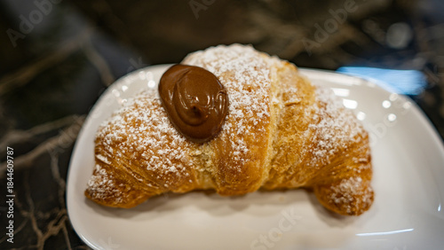 Bilde på lerret Croissants with Italian-style chocolate cream in a Milanese café
