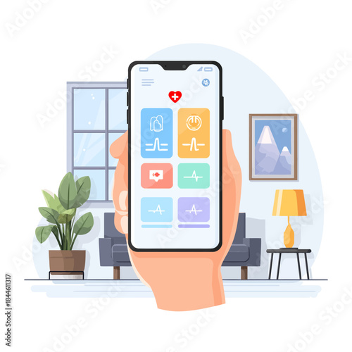 A Hand Holding a Smartphone with a Health Monitoring App