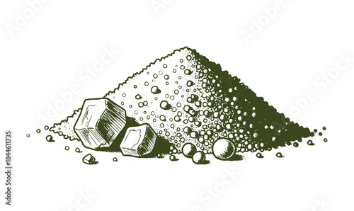A stack of salt and sugar, drawn in a vector sketch style with colorful lines on a white background
