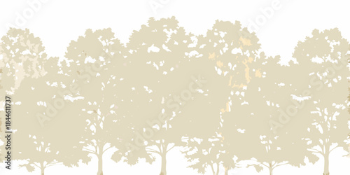 A minimalist illustration of a dense forest with tall slender trees