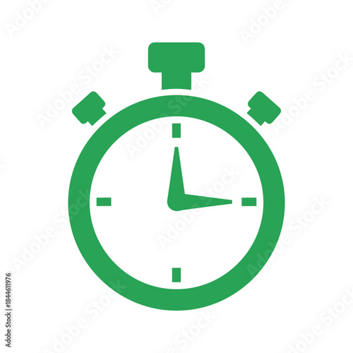 Green stopwatch icon on white background