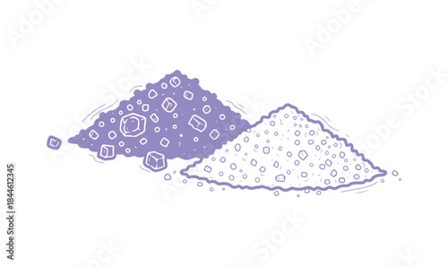 Here's a fun version: a mound of salt and sugar, depicted in a sketchy vector illustration with colorful outlines on a clean white surface

