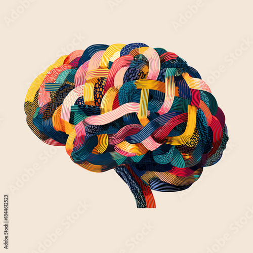 Stylized Colorful Brain Concept Art Illustration